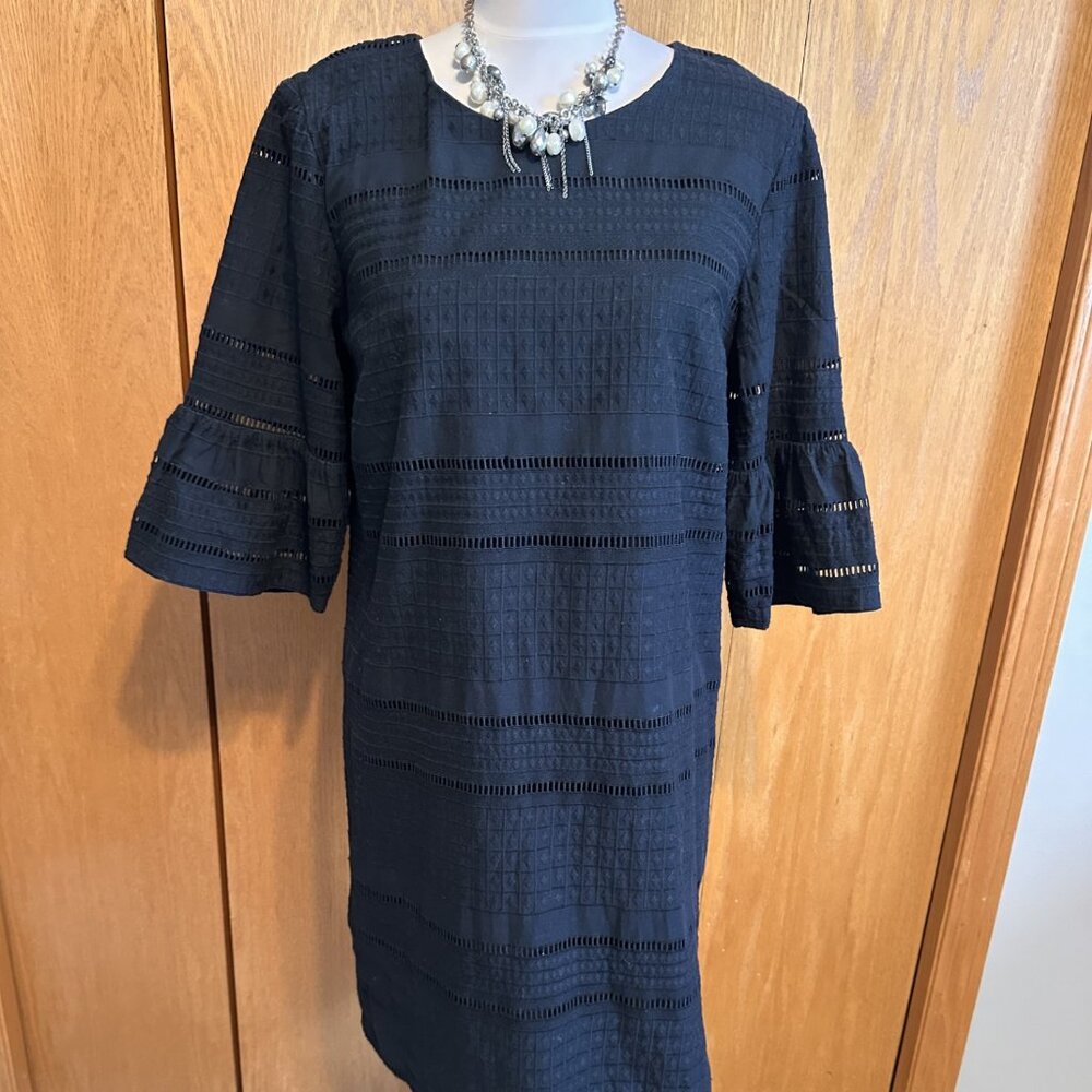 J. Crew JCrew black mid eyelet shift dress Size 6